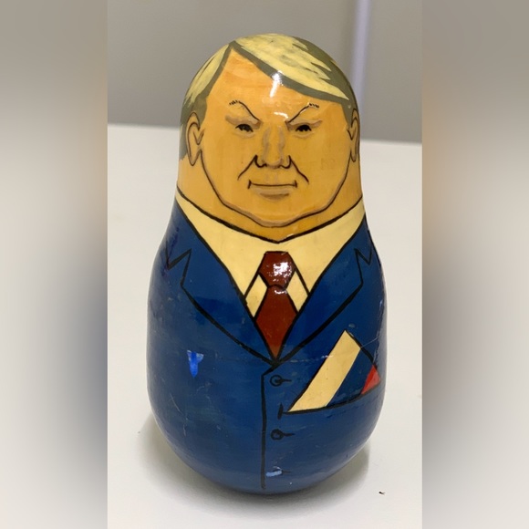 Early 1990s Vintage Artisan Hand Crafted Matryoshka Style Boris Yeltsin Weeble - Picture 14 of 16